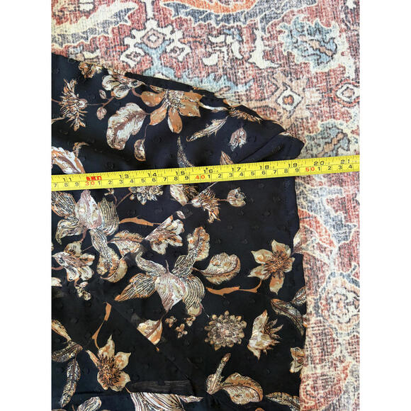 Walter Baker XS Black Floral Long Sleeve Sheer Blouse - Picture 7 of 8